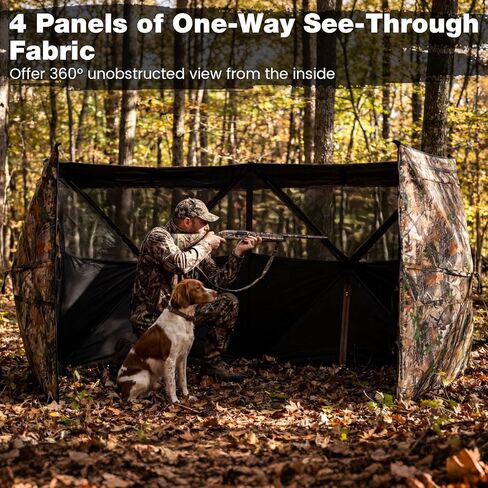 Tangkula 4-Panel Hunting Blind مع باب للكلاب، 1-3 أشخاص منبثق 3 جوانب 360 درجة رؤية من خلال الأرض أعمى مع نسيج أكسفورد مرن، 4 نوافذ صامتة، حقيبة حمل لصيد الغزلان والديك الرومي in Kuwait