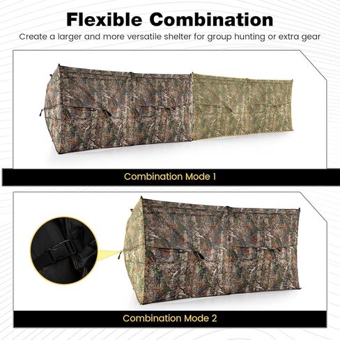 Tangkula 4-Panel Hunting Blind مع باب للكلاب، 1-3 أشخاص منبثق 3 جوانب 360 درجة رؤية من خلال الأرض أعمى مع نسيج أكسفورد مرن، 4 نوافذ صامتة، حقيبة حمل لصيد الغزلان والديك الرومي in Kuwait