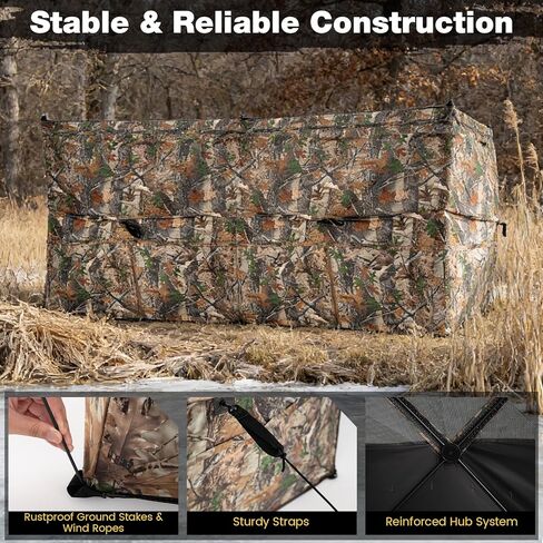 Tangkula 4-Panel Hunting Blind مع باب للكلاب، 1-3 أشخاص منبثق 3 جوانب 360 درجة رؤية من خلال الأرض أعمى مع نسيج أكسفورد مرن، 4 نوافذ صامتة، حقيبة حمل لصيد الغزلان والديك الرومي in Kuwait