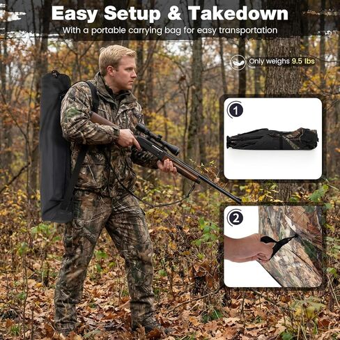 Tangkula 4-Panel Hunting Blind مع باب للكلاب، 1-3 أشخاص منبثق 3 جوانب 360 درجة رؤية من خلال الأرض أعمى مع نسيج أكسفورد مرن، 4 نوافذ صامتة، حقيبة حمل لصيد الغزلان والديك الرومي in Kuwait