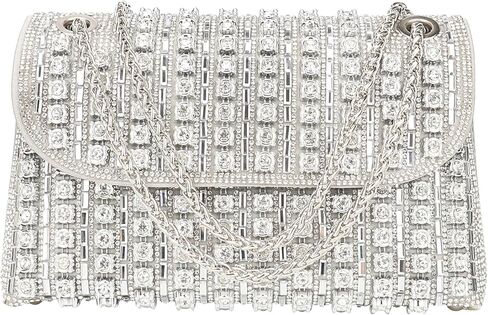 حقيبة كتف نسائية لامعة من حجر الراين الكريستالي اللامعة ومزينة بالترتر وحقيبة يد للسهرة لحفلات الزفاف والحفلات الراقصة in Kuwait