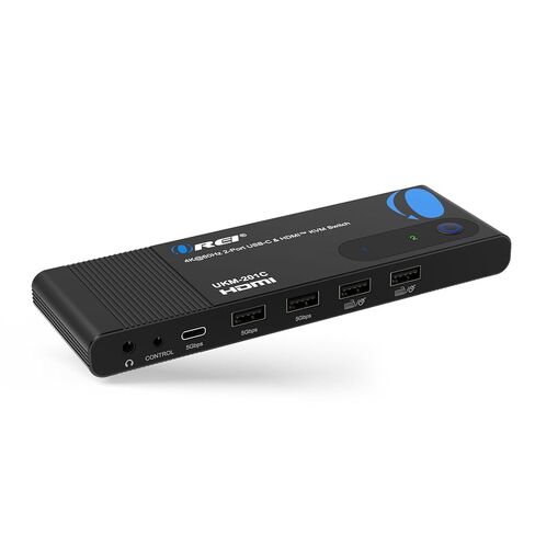 OREI 2x1 4K HDMI & USB-C KVM Switch، 4X Port USB-A، 1x USB-C مشاركة أجهزة متعددة، أجهزة الكمبيوتر المحمولة، الكمبيوتر الشخصي، على شاشة عرض واحدة، التحكم في لوحة المفاتيح، التحكم المحيطي، مخرج صوت تناظري - جهاز تحكم عن بعد سلكي in Kuwait
