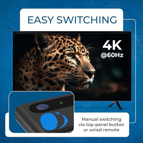 OREI 2x1 4K HDMI & USB-C KVM Switch، 4X Port USB-A، 1x USB-C مشاركة أجهزة متعددة، أجهزة الكمبيوتر المحمولة، الكمبيوتر الشخصي، على شاشة عرض واحدة، التحكم في لوحة المفاتيح، التحكم المحيطي، مخرج صوت تناظري - جهاز تحكم عن بعد سلكي in Kuwait