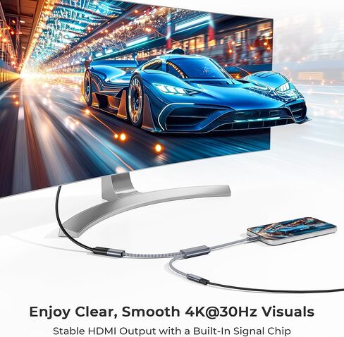 محول Basesailor USB C إلى HDMI، من النوع C إلى 4K HDMI مع محول متعدد المنافذ لشاحن PD 100 واط، متوافق مع Nintendo Switch، Steam Deck، iPhone 17 16 15، MacBook، iPad، Samsung S25 وأجهزة وضع العرض in Kuwait