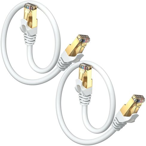 Cat 7 Ethernet Cable 0.6 ft - (2 Pack) High-Speed Cat7 Internet & Network LAN Patch Cables, RJ45 Connectors - Perfect for Gaming, Streaming, and More (White) in Saudi Arabia