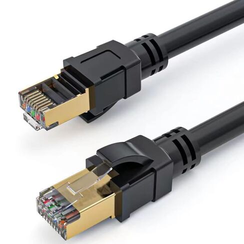 Cat 8 Ethernet Cable 3.28 FT, 40Gbps 2000MHz Shielded LAN Network Cable, 26AWG Heavy Duty with Gold Plated RJ45 Connector, for Gaming, Router, Modem, PC, Indoor Outdoor Use, Black in Saudi Arabia