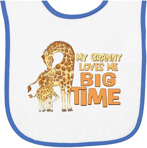 Inktastic My Granny Loves Me Big Time Giraffe Baby Terry Cloth مريلة in Saudi Arabia