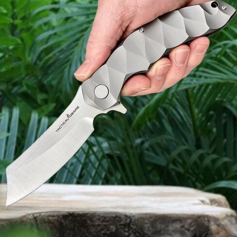 سكين جيب قابل للطي من التيتانيوم، مقبض تيتانيوم Tc4 صلب، شفرة DAO فولاذية CPM-D2، تتضمن غمدًا (زيوس) in Kuwait