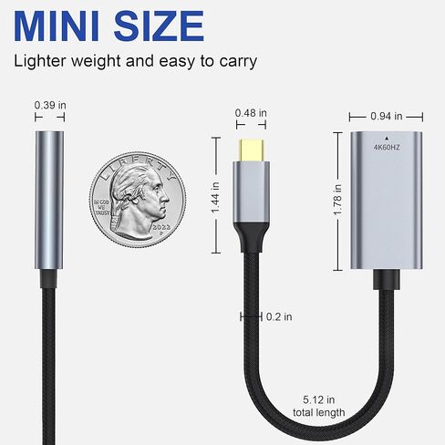 محول USB-C إلى HDMI (4K@60 هرتز) محول HDMI من النوع C إلى HDMI متوافق مع أجهزة MacBook Pro/Air وiPad Pro وiPhone وSamsung Galaxy وDell XPS وThunderbolt 3/4 in Kuwait