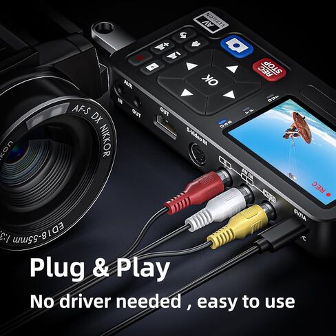 Portable VHS to Digital Converter with Remote, Video to Digital Recorder Standalone for Recording VHS Tapes, VCR, DVR, DVD, Hi8, DV Player, RCA, CVBS, TV Box, Camcorder, Gaming Consoles to USB SD Card in Saudi Arabia