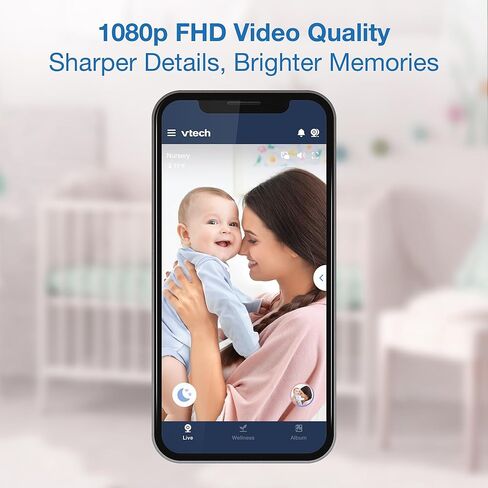 VTech Smart WiFi 7" HD Display Video Baby Monitor, 1080p HD Camera via App, Pan-Tilt-Zoom, Night Light, 2-Way Talk, 2K CMOS Video Sensor, Wide-Angle Viewing, Rechargeable Battery, Free App: RM7866HD in Kuwait