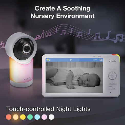 VTech Smart WiFi 7" HD Display Video Baby Monitor, 1080p HD Camera via App, Pan-Tilt-Zoom, Night Light, 2-Way Talk, 2K CMOS Video Sensor, Wide-Angle Viewing, Rechargeable Battery, Free App: RM7866HD in Kuwait
