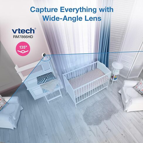 VTech Smart WiFi 7" HD Display Video Baby Monitor, 1080p HD Camera via App, Pan-Tilt-Zoom, Night Light, 2-Way Talk, 2K CMOS Video Sensor, Wide-Angle Viewing, Rechargeable Battery, Free App: RM7866HD in Kuwait