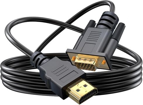 HDMIs إلى كابل VGA لوحة ذهبية HDMIs ذكر إلى VGA ذكر كابل محول لشاشات الكمبيوتر المحمول المكتبي كابل نقل فيديو ثابت ذهبي in Kuwait