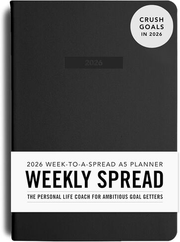 MI GOALS مخطط الانتشار الأسبوعي 2026 | مجلة تحديد الأهداف المؤرخة للامتنان والتقدم وتتبع العادات مع ملاحظات مبطنة | تخطيط من أسبوع إلى صفحتين، A5 (العنصر الأزرق) in Kuwait