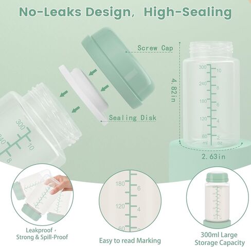2pc 10oz Breastmilk Storage Bottle Compatible with SpectraS1 S2 9 Plus SG/Motif Luna/Others Wide-Mouth Flange, Breast Milk Container for Momcozy 22oz Portable Cooler, Pumping/Storage/Portable Bottle in Saudi Arabia