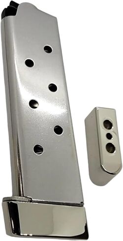 2X Polished Chrome-Plated 1911 Magazine Base Pads Fits All Kim Pro Tac-Mag Full Size .45 ACP 8-Round Magazines in Saudi Arabia