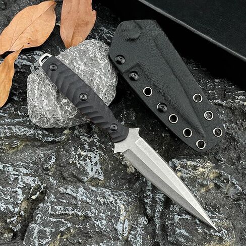 Fixed Blade Knife with Sheath,4.25in 8Cr13Mov Steel Hunting Knife, Full Tang G10 Handle, EDC Tool Knife for Outdoor, Hiking, Survival in Kuwait