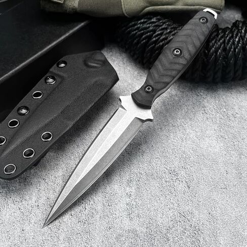 Fixed Blade Knife with Sheath,4.25in 8Cr13Mov Steel Hunting Knife, Full Tang G10 Handle, EDC Tool Knife for Outdoor, Hiking, Survival in Kuwait