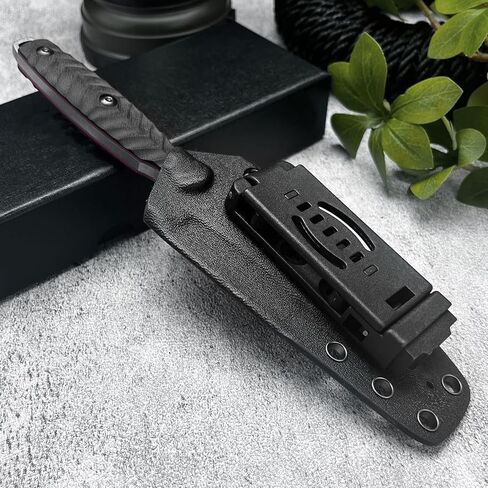 Fixed Blade Knife with Sheath,4.25in 8Cr13Mov Steel Hunting Knife, Full Tang G10 Handle, EDC Tool Knife for Outdoor, Hiking, Survival in Kuwait