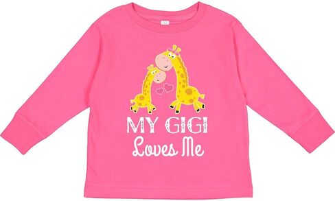 تي شيرت Inktastic Gigi Loves Me Girls Giraffe Granddaughter للأطفال الصغار بأكمام طويلة in Kuwait