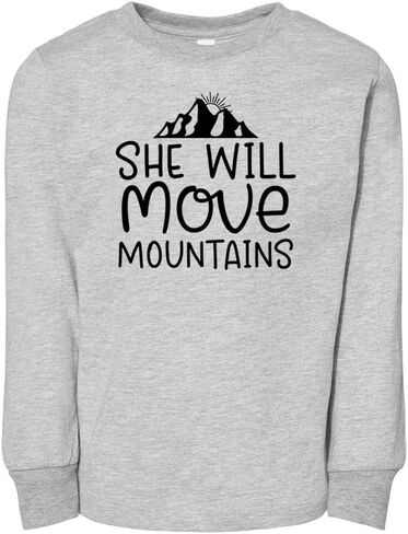 تي شيرت بأكمام طويلة للأطفال الصغار من She Will Move Mountains in Kuwait