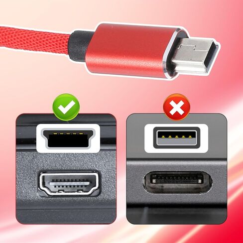 2 قطعة محول كابل USB OTG صغير للكاميرات الرقمية USB A أنثى إلى USB صغير B 5-pin ذكر محول موصل مضفر كابل موصل لنقل البيانات (أسود وأحمر) in Kuwait