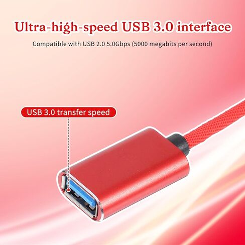 2 قطعة محول كابل USB OTG صغير للكاميرات الرقمية USB A أنثى إلى USB صغير B 5-pin ذكر محول موصل مضفر كابل موصل لنقل البيانات (أسود وأحمر) in Kuwait