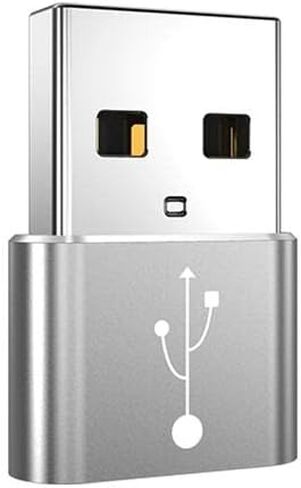 BoxWave Adapter Compatible with Google Chromecast with TV - USB-A to C PortChanger (5-Pack), Type-C OTG Convert Charging Data Adapter - Metallic Silver in Saudi Arabia