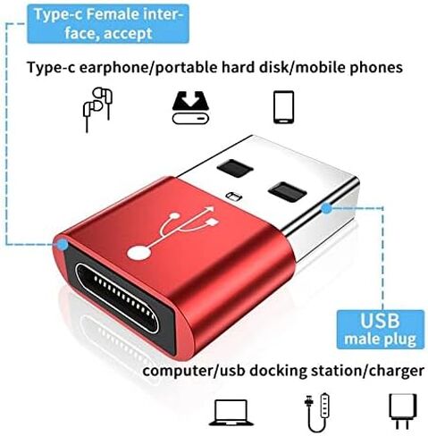 BoxWave Adapter Compatible with Google Chromecast with TV - USB-A to C PortChanger (5-Pack), Type-C OTG Convert Charging Data Adapter - Metallic Silver in Saudi Arabia