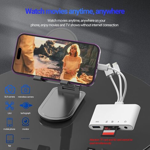 محور قارئ بطاقة SD USB C Lightning USB إلى OTG 3.5 مم Aux Charger TF محول (5 في 1) لهاتف iPhone 17 16 15 14 13 Pro Max Splitter Camera Computer Android ملحقات شحن الصوت المتوافقة مع Samsung in Kuwait