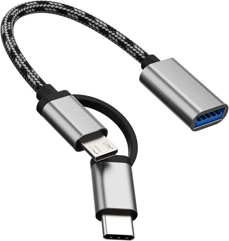 محول USB أنثى إلى Micro USB + USBC ذكر 3.0 ملحقات كابل OTG متوافق مع Samsung MacBook iPhone15 Pro Max Plus iPad Pro Air Mouse قارئ بطاقة الكاميرا نوع Android Thunderbolt in Kuwait