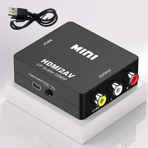 محول فيديو HDMI إلى AV مع كابل USB - محول HDMI إلى HDMI 1080P، التوصيل والتشغيل ومتوافق مع HDTV/الشاشة/جهاز العرض in Saudi Arabia