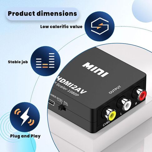 محول فيديو HDMI إلى AV مع كابل USB - محول HDMI إلى HDMI 1080P، التوصيل والتشغيل ومتوافق مع HDTV/الشاشة/جهاز العرض in Saudi Arabia