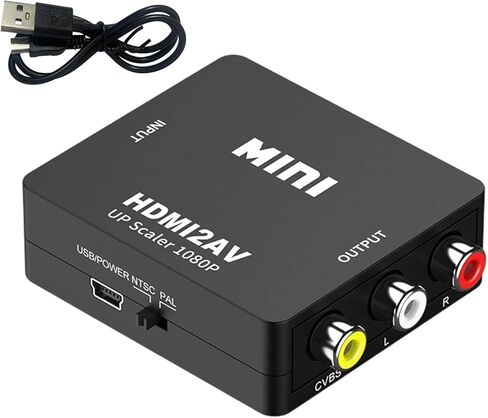 محول فيديو HDMI إلى AV مع كابل USB - محول HDMI إلى HDMI 1080P، التوصيل والتشغيل ومتوافق مع HDTV/الشاشة/جهاز العرض in Saudi Arabia