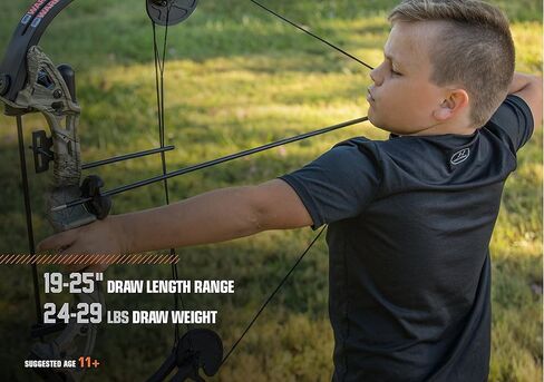 Bear Archery Warrior Bow Set for Youth, Recommended Ages 11-14, Right Handed, Up to 29 lb. Draw Weight, Up to 25-inch Draw Length in Saudi Arabia