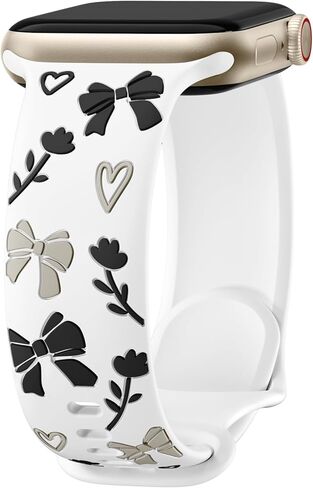 Lerobo Floral Band متوافق مع Apple Watch Bands للنساء 40 مم 41 مم 38 مم 42 مم 44 مم 45 مم 46 مم 49 مم، منقوش لطيف القوس حزام رياضي من السيليكون الناعم لسلسلة iWatch 11 10 9 8 7 6 5 4 3 2 1 SE Ultra in Saudi Arabia