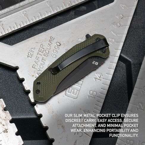 704 Gear Midnight Scout Lite EDC سكين جيب قابل للطي | شفرة مدمجة للغاية مقاس 2.44 بوصة، فولاذ D2، مقبض G10 in Kuwait