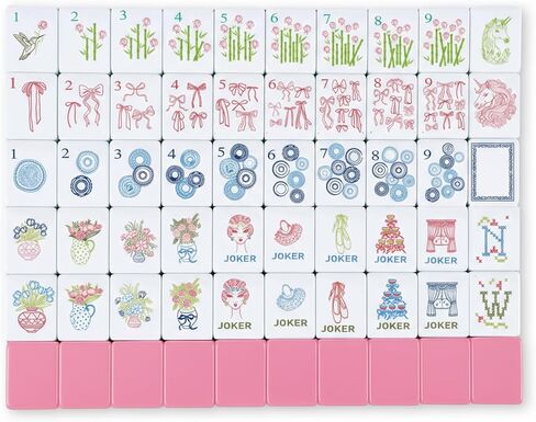 Christmas 160 Pcs Chinoiserie Mahjong Tile Set, 1.2 x 0.8 Inches Melamine Blue Back American Mahjong Only, Travel Ma Jiang Tiles for Adult Classic Board for Family Night in Kuwait