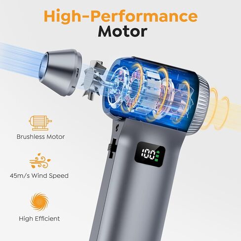 Compressed Air Duster-230000RPM Super Power Electric Air Duster, 100-Level Adjustable Inflatable Air Blower with LED Light and Display Screen, Dust Blower for Computer, Keyboard,House, Outdoor and Car in Kuwait