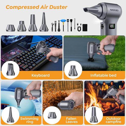 Compressed Air Duster-230000RPM Super Power Electric Air Duster, 100-Level Adjustable Inflatable Air Blower with LED Light and Display Screen, Dust Blower for Computer, Keyboard,House, Outdoor and Car in Kuwait