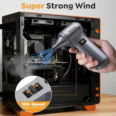 Compressed Air Duster-230000RPM Super Power Electric Air Duster, 100-Level Adjustable Inflatable Air Blower with LED Light and Display Screen, Dust Blower for Computer, Keyboard,House, Outdoor and Car in Kuwait