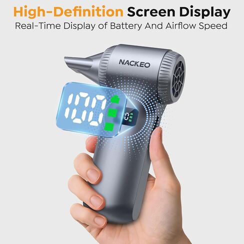 Compressed Air Duster-230000RPM Super Power Electric Air Duster, 100-Level Adjustable Inflatable Air Blower with LED Light and Display Screen, Dust Blower for Computer, Keyboard,House, Outdoor and Car in Kuwait