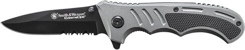 Smith & Wesson Extreme Ops CK204CP 7.7 بوصة سكين عالي الكربون SS قابل للطي مع شفرة تانتو 3.1 بوصة ومقبض ألومنيوم للأماكن الخارجية والتكتيكية والبقاء على قيد الحياة وEDC، أسود in Kuwait