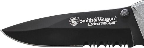Smith & Wesson Extreme Ops CK204CP 7.7 بوصة سكين عالي الكربون SS قابل للطي مع شفرة تانتو 3.1 بوصة ومقبض ألومنيوم للأماكن الخارجية والتكتيكية والبقاء على قيد الحياة وEDC، أسود in Kuwait