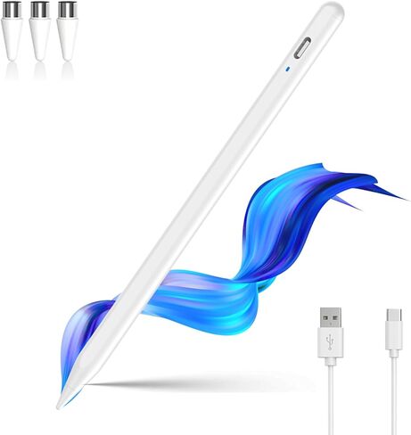 قلم لمس لشاشة اللمس، قلم iPad ذو نقطة دقيقة مغناطيسية عالمية من Luntak للهواتف الذكية والكمبيوتر اللوحي Android وiOS، قلم لمس برأس POM لأجهزة iPad/iPad Pro/iPhone/Samsung/Lenovo/Huawei وما إلى ذلك - أبيض in Kuwait