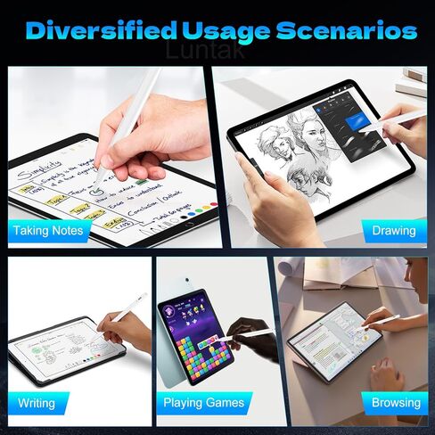 قلم لمس لشاشة اللمس، قلم iPad ذو نقطة دقيقة مغناطيسية عالمية من Luntak للهواتف الذكية والكمبيوتر اللوحي Android وiOS، قلم لمس برأس POM لأجهزة iPad/iPad Pro/iPhone/Samsung/Lenovo/Huawei وما إلى ذلك - أبيض in Kuwait