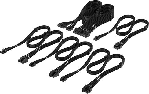 Corsair Elite Premium Type 4 Individual Sleeved PSU Cable Starter Kit – Low-Profile Cable Combs, Triple-Mesh Paracord Sleeve, Compatible Type 4 PSUs – Black in Saudi Arabia