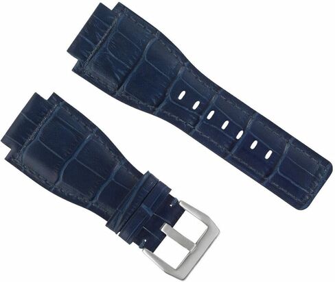 حزام ساعة من الجلد الطبيعي مقاس 24 ملم من Ewatchparts متوافق مع مشبك Bell & Ross BR01-BR03 الفضي in Kuwait