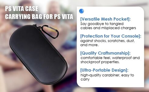 Wokyo Carrying Case for Vita, Shockproof Vita Travel Pouch Protective Travel Carry Shell Case Cover Compatible with PSV and Other Accessories for Vit, Black/Double Pocket/Large Capacity in Saudi Arabia